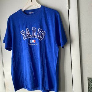 Magic Blue Label Paris France Embroidered T-shirt Large Blue Flag